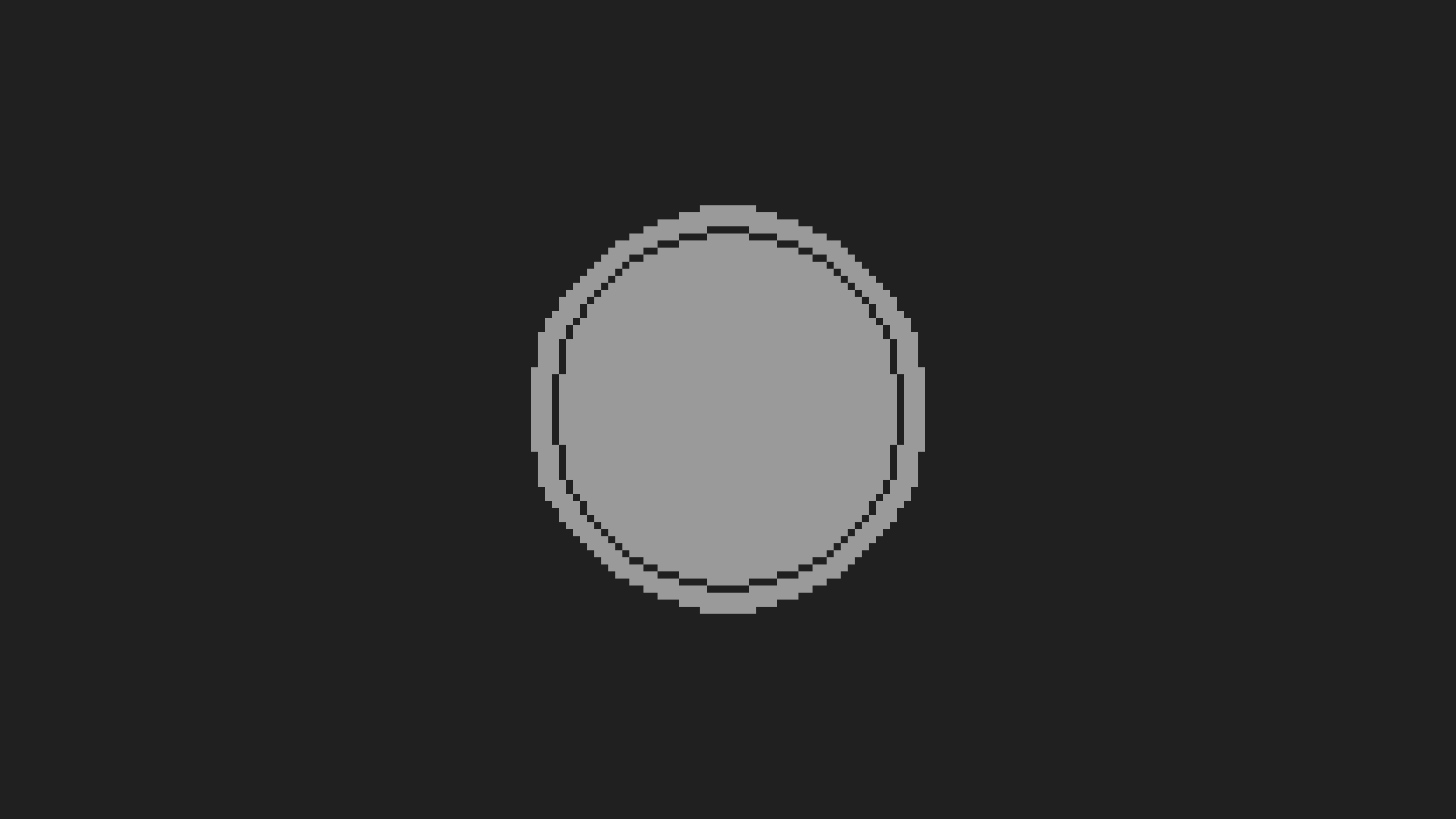 Grey circular image in the middle of the image that resembles a crypto token with a black background